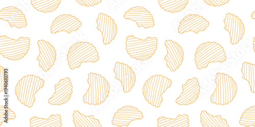 potato chips pattern. doodle potato chips pattern background. potato chips seamless pattern background. unhealthy snacks chips pattern.