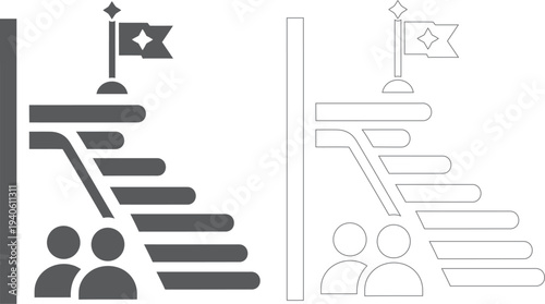 Stairway to success and flag illustration