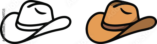 Cowboy hat icon. Linear vector icon in a flat style.