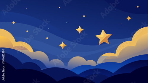 Night sky with stars and cloudy landscape