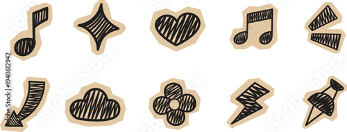 Scrapbook Doodle Set with Hand Drawn Cute Elements