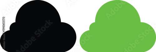 Cloud shapes in black and green colors on white background for design and icon use