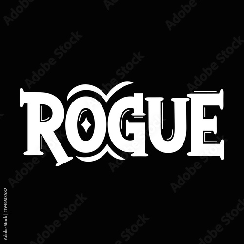 Rogue Text Logo Design White On Black.