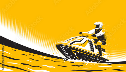 A man riding a jet ski on the water. Extreme water sports