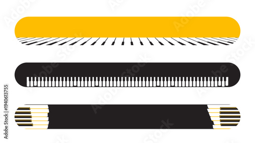 Lower third video headline title or television news bar design template with piano isolated on white background