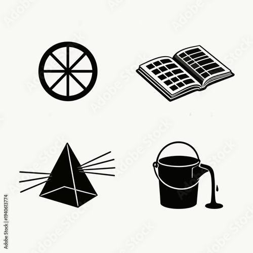 Sewing and gardening icons including thimble and watering can.eps