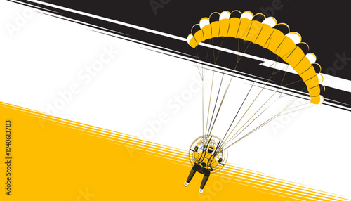 Paramotor pilot flying in the air. Extreme sport