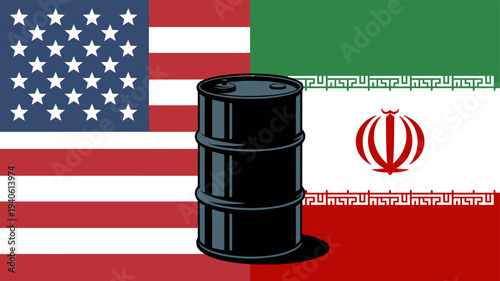 Oil Barrel Symbolizing the Relationship between USA and Iran