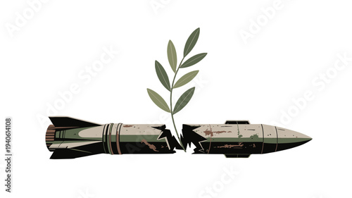 Peace symbol with a olive branch.