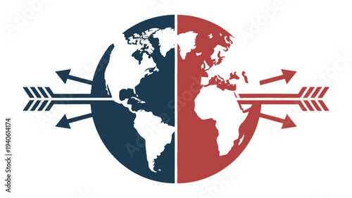 World map with arrows representing global connections.