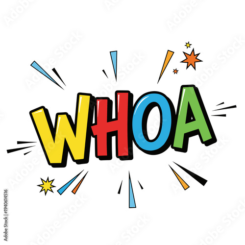 Whoa Comic Speech Bubble Pop Art Style Expression.