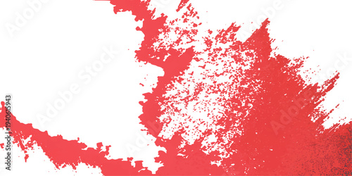 Red paint splashes background with grunge texture and artistic splatter design