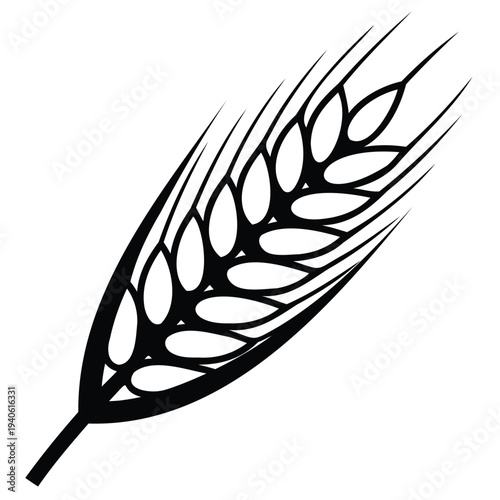 wheat icon, wheat ear silhouette, grain icon, cereal crop symbol cereal grain symbol illustration