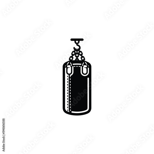 Punching Bag B&W Mascot Glyph Graphic