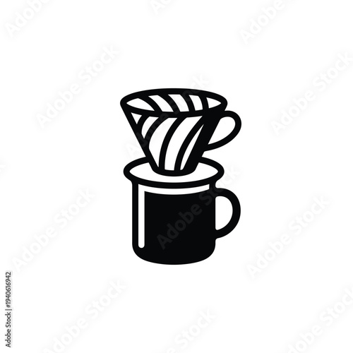Pour-Over Coffee Dripper Chunky Glyph Icon