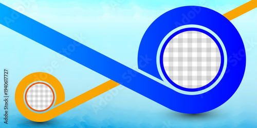 Creative infographic banner template featuring circular placeholders and vibrant color streaks on a soft light blue sky backdrop