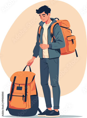 uomo donna in viaggio con valigie trasporto vettoriale 