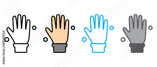 Four diverse hands raised volunteering vote donation gesture flat vector illustration isolated