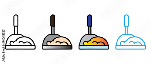 Set of four colorful shoe brushes cleaning dirt isolated on white background