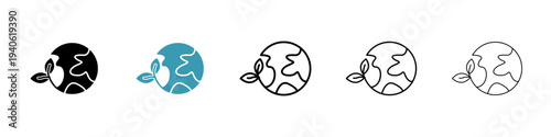 Green earth planet icon in flat style. Basic vector symbol illustration
