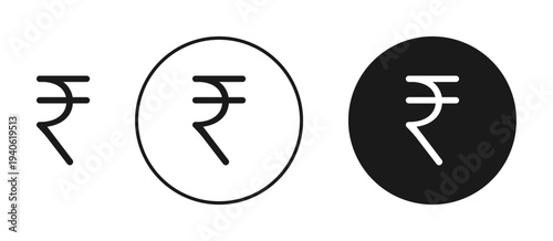 Indian rupee icon in flat style. Basic vector symbol illustration