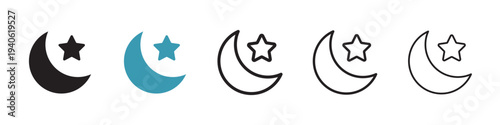 Islam star and crescent icon in flat style. Basic vector symbol illustration