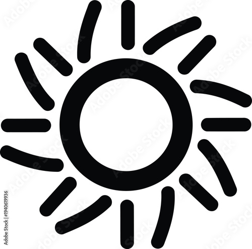 Black sun with rays solar sunny