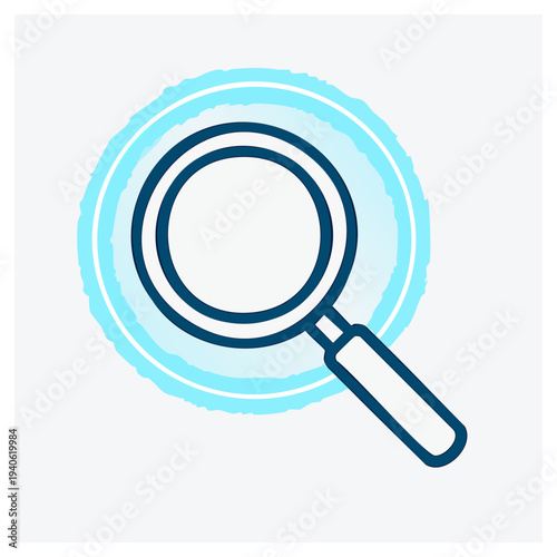 Futuristic Neon Audit Magnifying Glass Icon