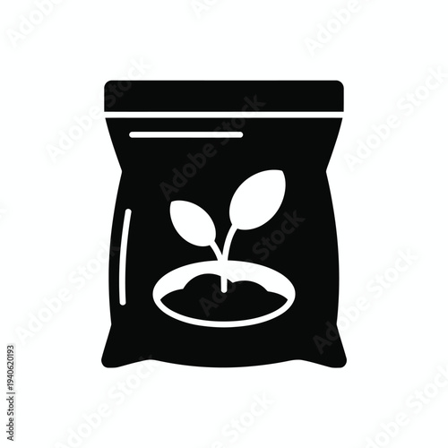 Vector icon of a plant growing in a bag isolated on White Background