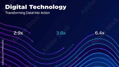 Digital technology graphic with flowing lines and data points