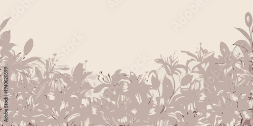 Delicate floral silhouettes create a minimalist botanical composition