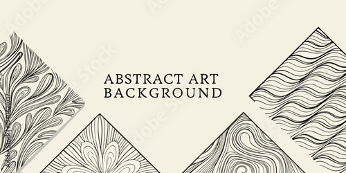 Abstract art background featuring intricate black and white line patterns