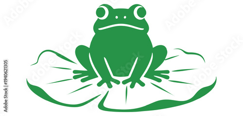 Vector silhouette illustration of a frog on a taro leaf