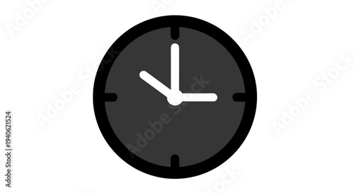 Black and white clock face with hour and minute hands