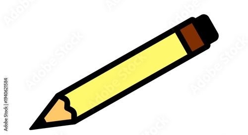 Yellow pencil with brown eraser drawing tool