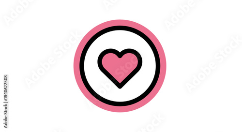 Pink heart icon on a white circle background
