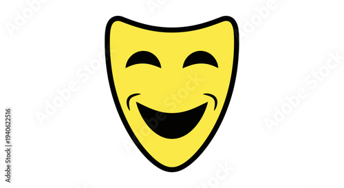 Funny smiling mask icon illustration on white background