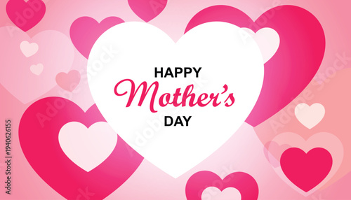 Happy Mother's Day design with pink hearts background and typography