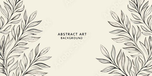 Elegant floral frame with delicate leaves on a neutral background