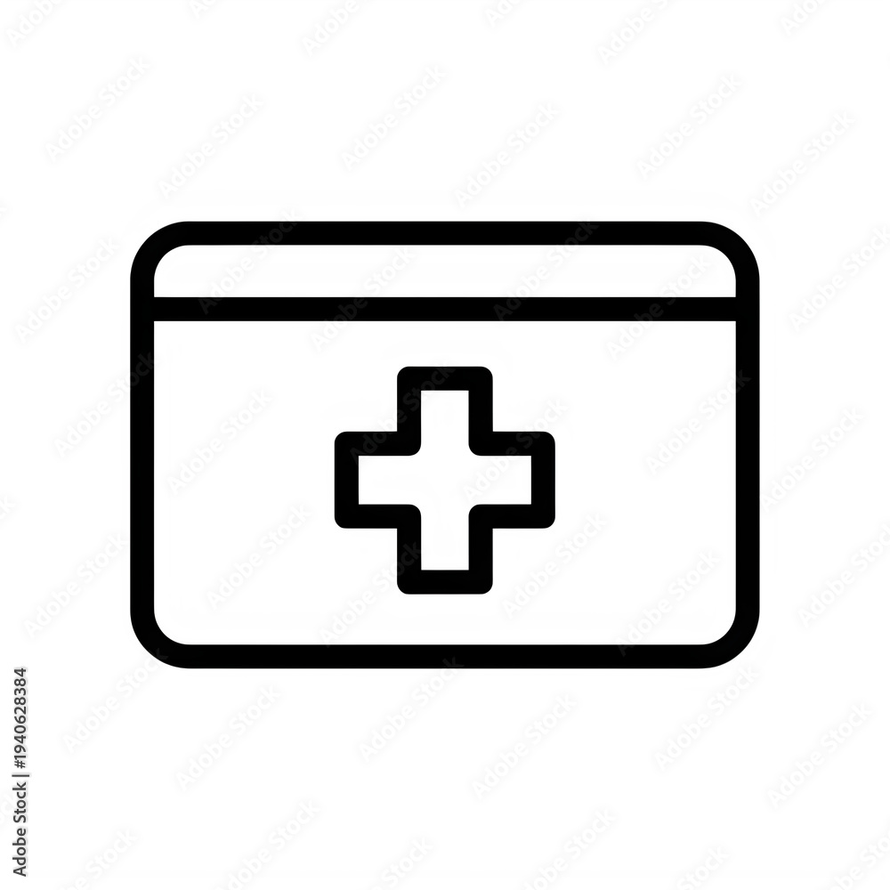 Fototapeta premium Simple icon of a first aid medical kit with a cross symbol