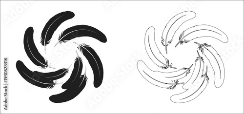 Abstract artwork featuring two spiral designs