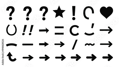 A collection of various punctuation marks and symbols