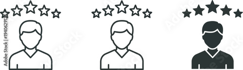 Three people icons with star ratings in a row
