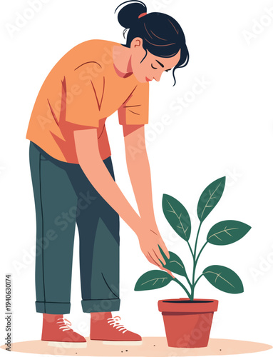uomo donna coltiva le piante vasi di fiori vettoriale