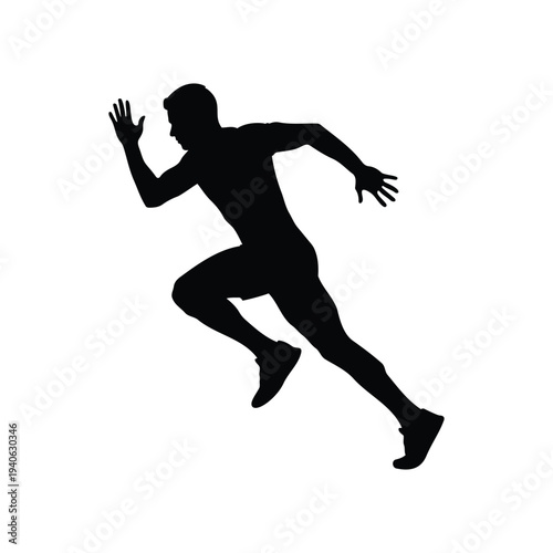 Man sprinting silhouette vector flat illustration design.