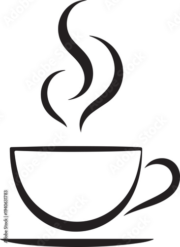 Steaming hot cup of coffee on a saucer