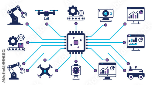 Modern technology and innovation ecosystem with connected devices