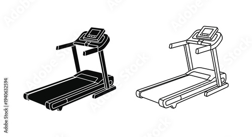 Two treadmill outlines in contrasting styles a striking visual silhouette