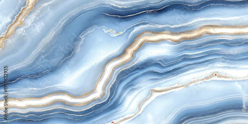 Abstract blue and gold marble texture background with fluid wavy patterns for modern design