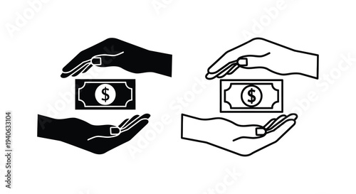 Hands exchanging money a visual representation of finance and transactions silhouette